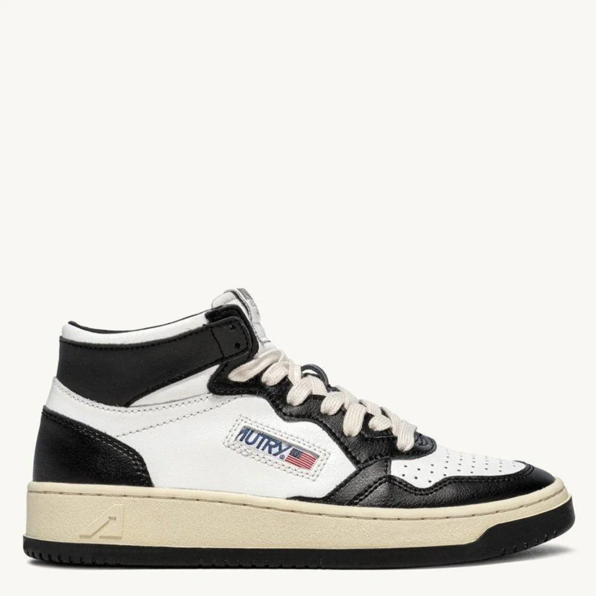 Autry MEDALIST MID Cuir Blanc et Noir – Image 2