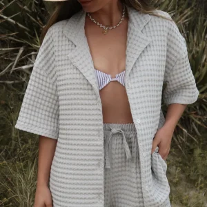 Chemise gaufrée gris perle