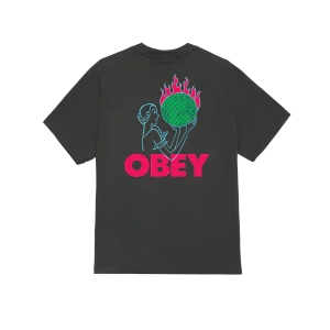 T SHIRT OBEY WORLD IN FLAMES Vintage Black