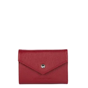 Lancaster Porte-cartes A rabat avec pression Foulonné PM 170-36 Carmin