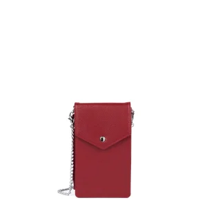 Lancaster Pochette smartphone A rabat avec pression Foulonné PM 170-37 Carmin