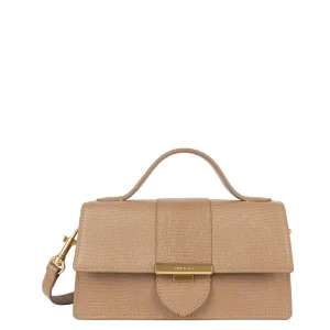 Lancaster Sac à main A rabat avec fermoir M Exo Ily 531-013 Sable - Lézard