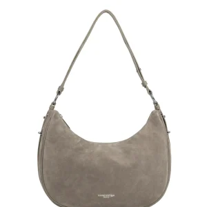 Lancaster Sac besace Zippé L Suède 480-082 Galet Fonce