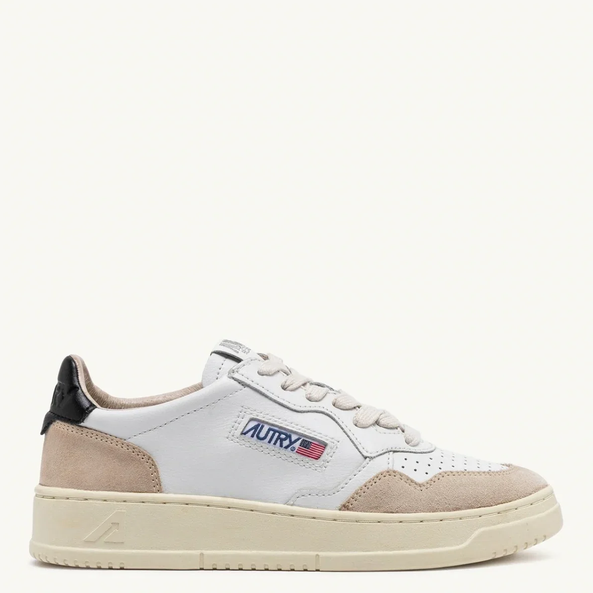Autry MEDALIST LOW Cuir et Suede Blanc et Noir