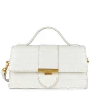 Sac baguette A rabat avec fermoir M Croco Ily Lancaster 531-013 Ecru