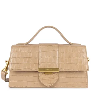 Sac baguette A rabat avec fermoir M Croco Ily Lancaster 531-013 Naturel