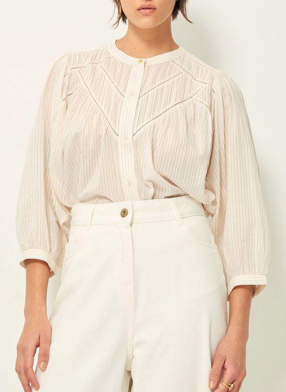 SAVI BLOUSE MANCHES BALLON SandBlack