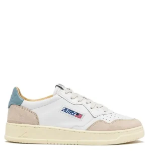 Autry MEDALIST LOW Cuir et Suede Blanc et Silver Blue