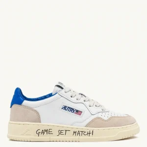 Autry MEDALIST LOW GAME SET MATCH Cuir et Suede Blanc et Bleu