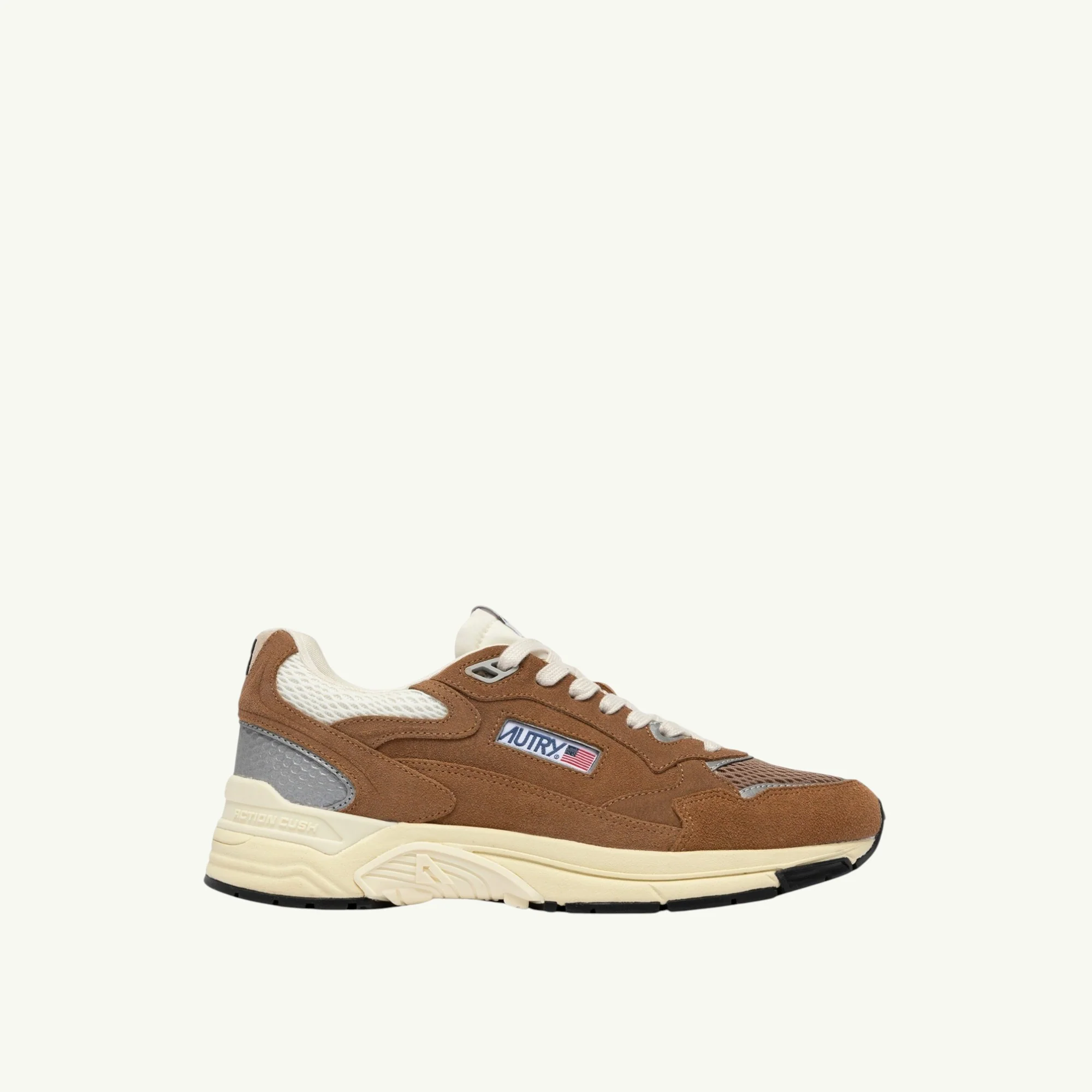 AUTRY BASKETS HYPERWAY EN MESH ET EN DAIM CIGAR ET ARGENT – Image 2