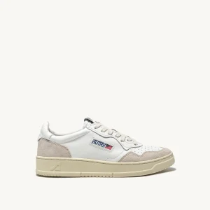 AUTRY BASKETS MEDALIST LOW EN CUIR BLANC ET DAIM BEIGE