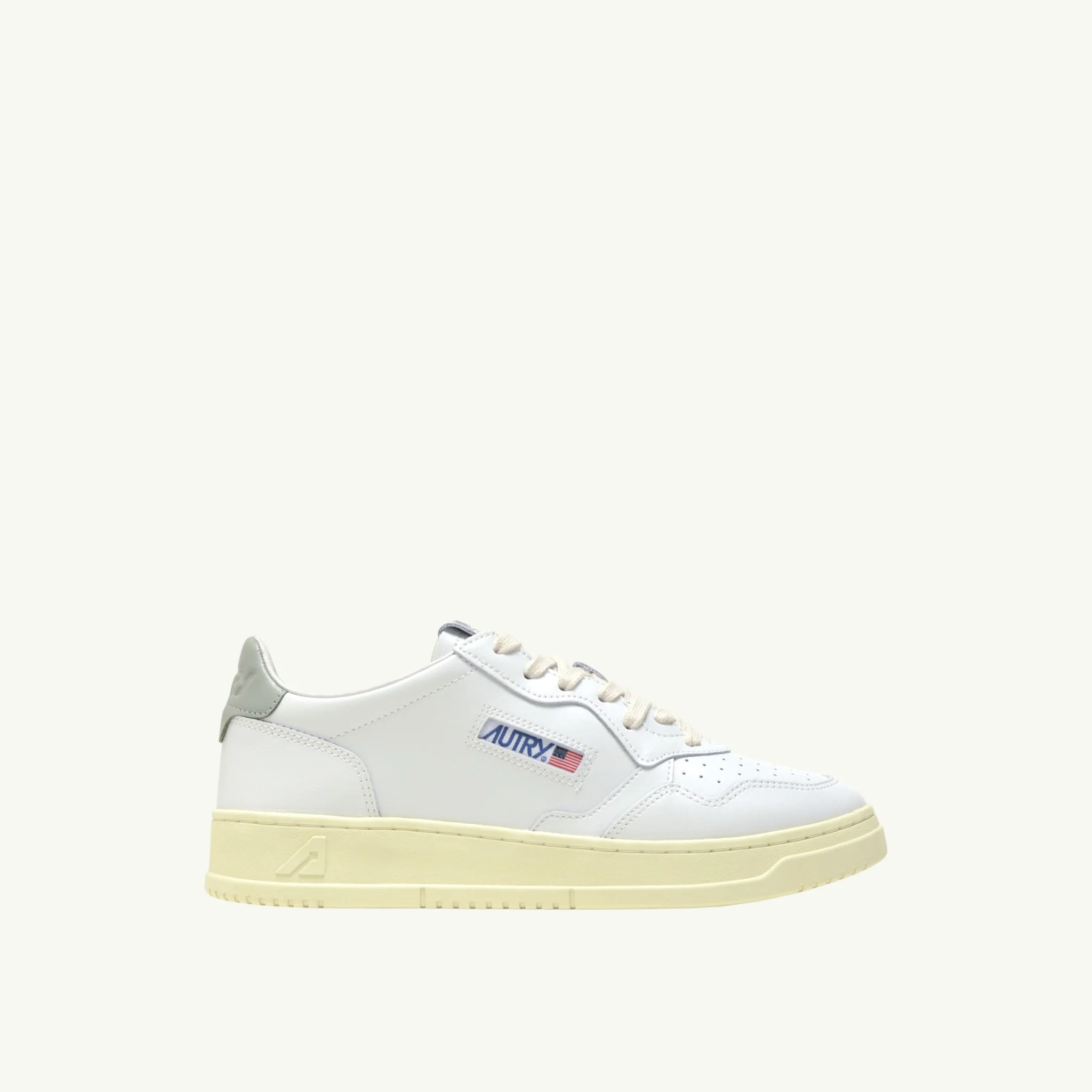 AUTRY MEDALIST LOW EN CUIR BLANC ET SEA GRASS