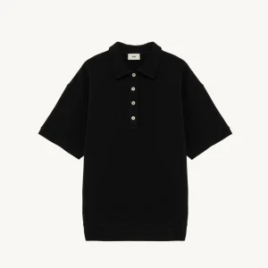 AUTRY POLO WAFFLE AVEC LOGO EN NUANCE HOMME NOIR