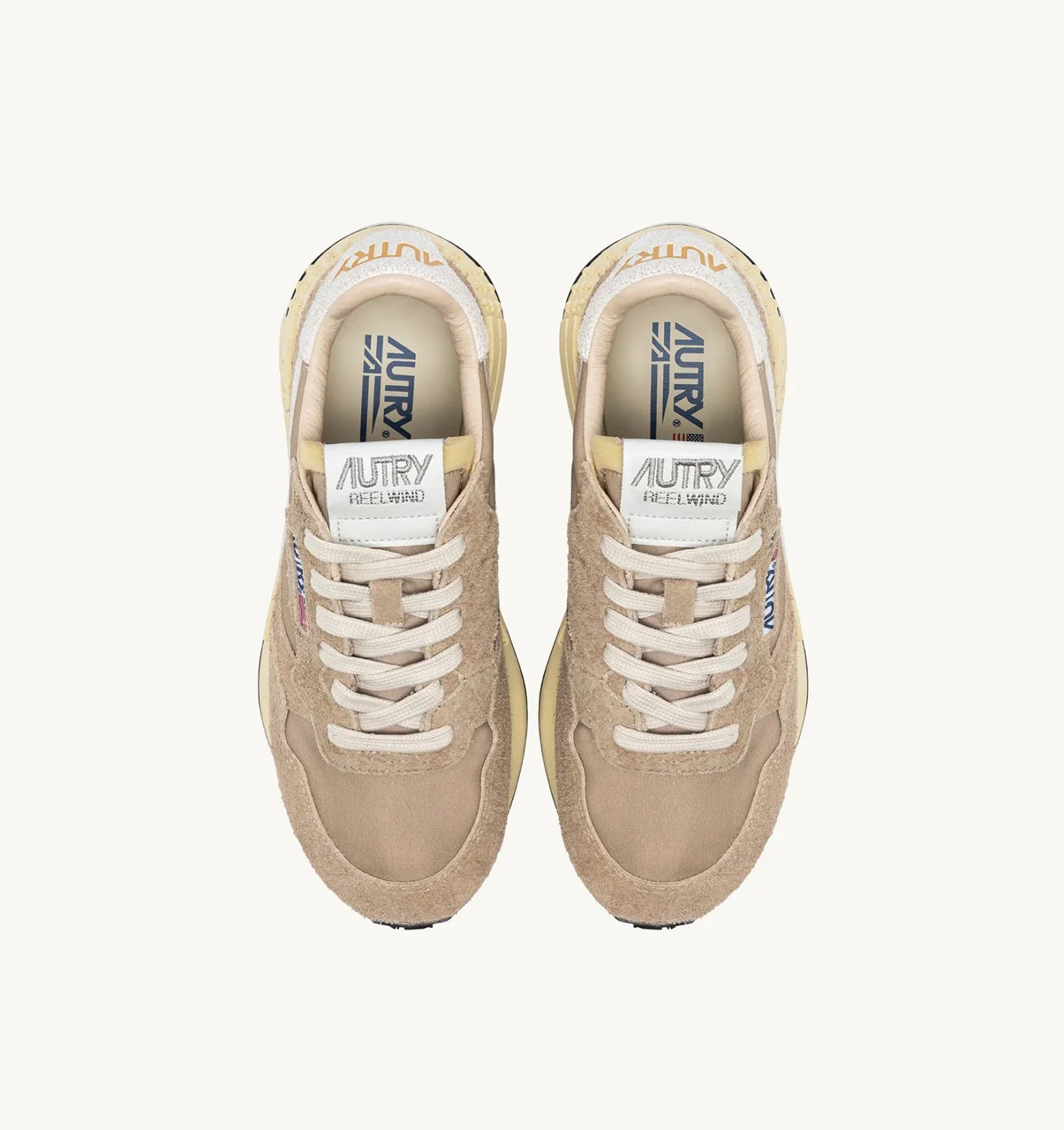 AUTRY REELWIND LOW EN NYLON ET SUÈDE PEPPER ET BLANC – Image 6