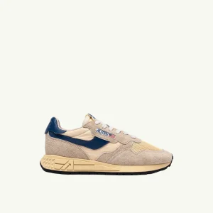 AUTRY BASKETS REELWIND LOW EN NYLON DAIM ET CUIR ECRU ET ENSIGN BLUE