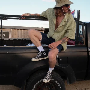 Chemise gaufrée vert amande