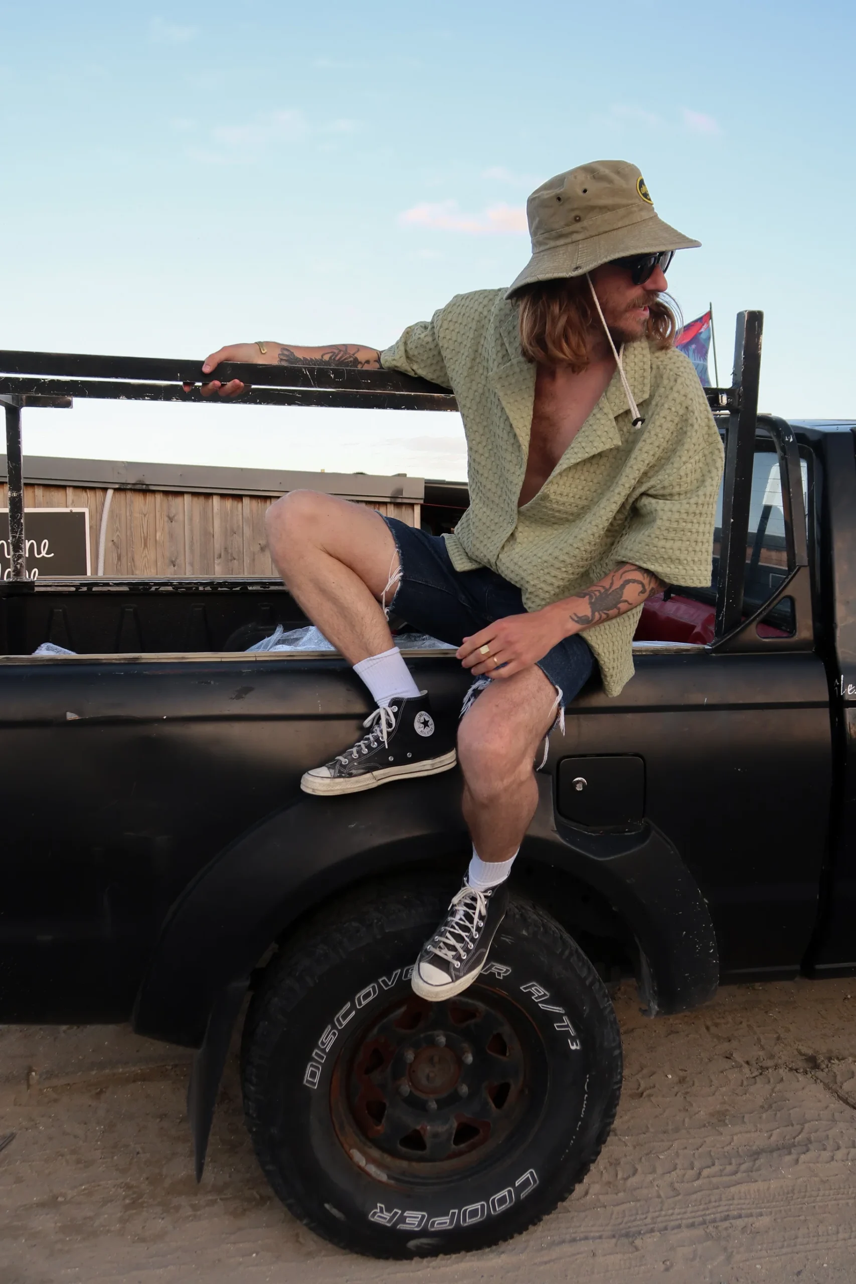 Chemise gaufrée vert amande