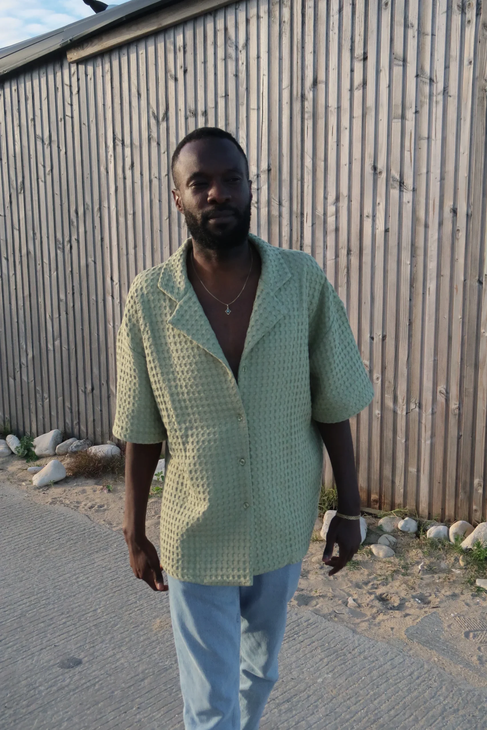 Chemise gaufrée vert amande – Image 3