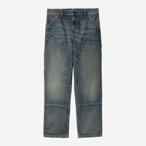 Carhartt Wip DOUBLE KNEE PANT Blue Worn washed