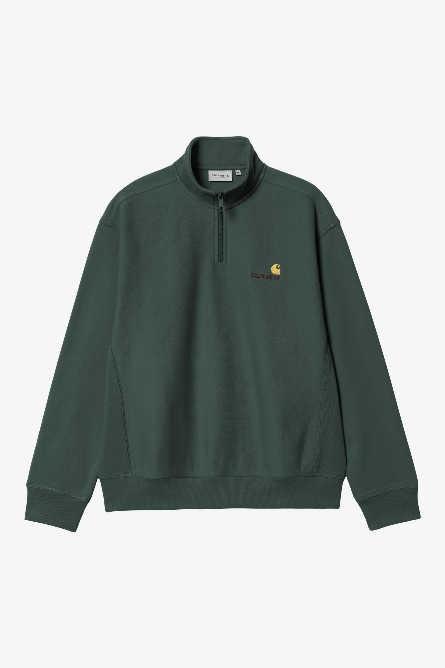 Carhartt Wip HALF ZIP AMERICAN SCRIPT SWEAT Kale Green