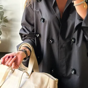 Chemise noire fleurs sequins