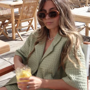 Chemise gaufrée vert amande