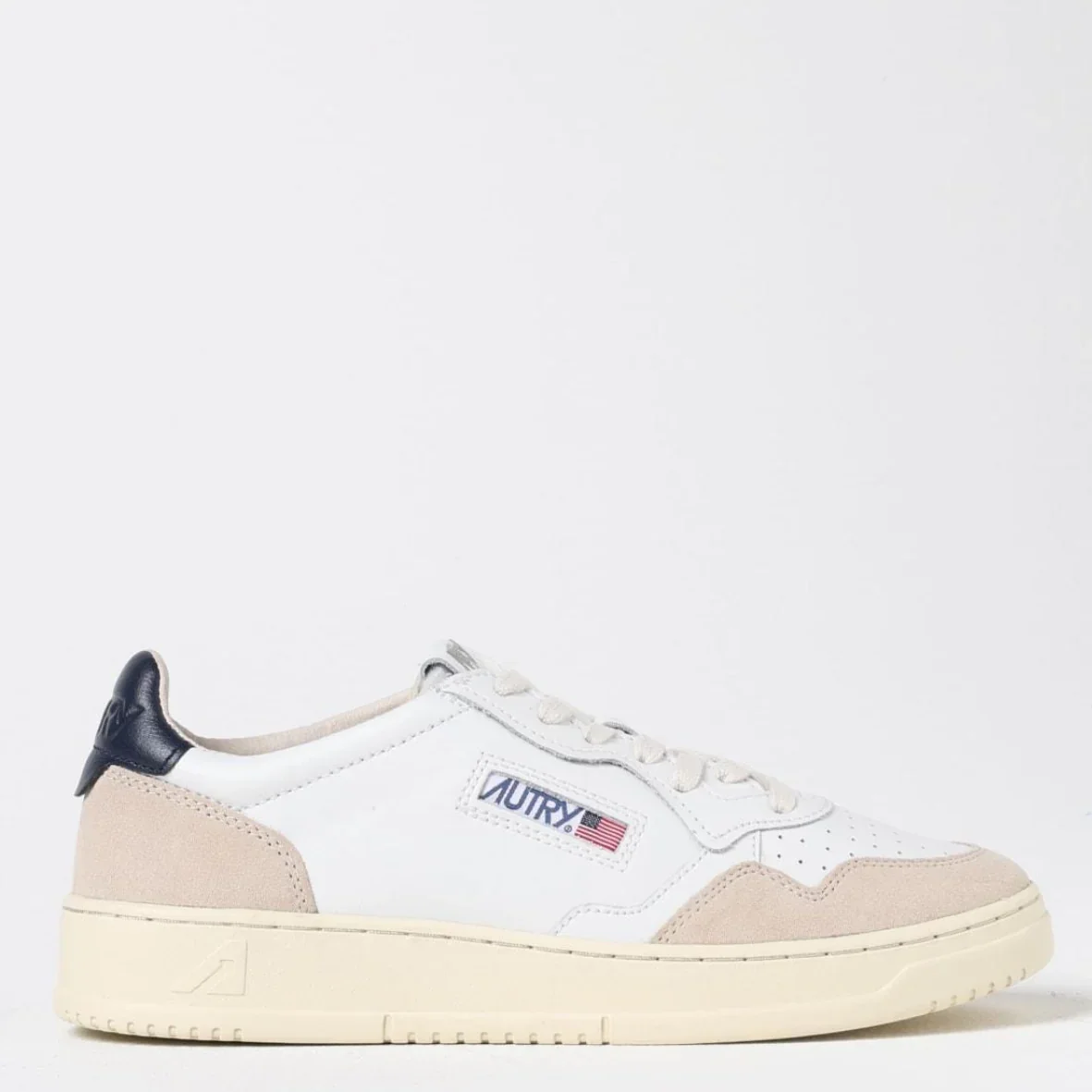 Autry MEDALIST LOW Cuir et Suede Blanc et Bleu