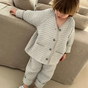 Gilet nid d'abeille gris - Enfant