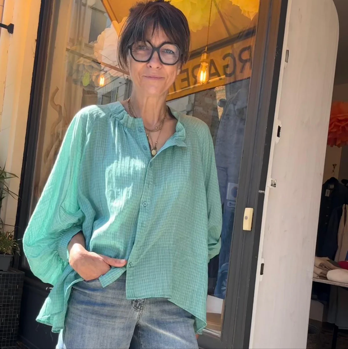 Chemise oversize Madrague vert d'eau