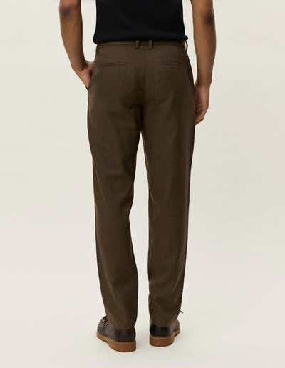 Les Deux Como Reg Houndstooth Suit Pants Teak Brown – Image 3