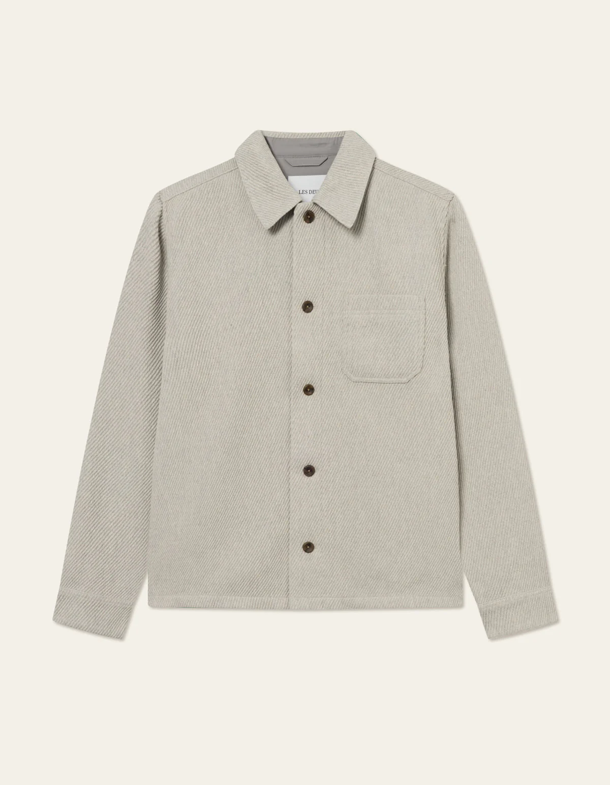 Les Deux Hamilton Twill Wool Overshirt Snow Melange