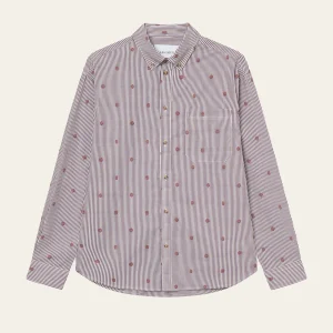 Les Deux Kolton Stripe Basket AOE Shirt Fired Brick Red