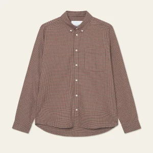 Les Deux Konrad Check Flannel Shirt Teak Brown