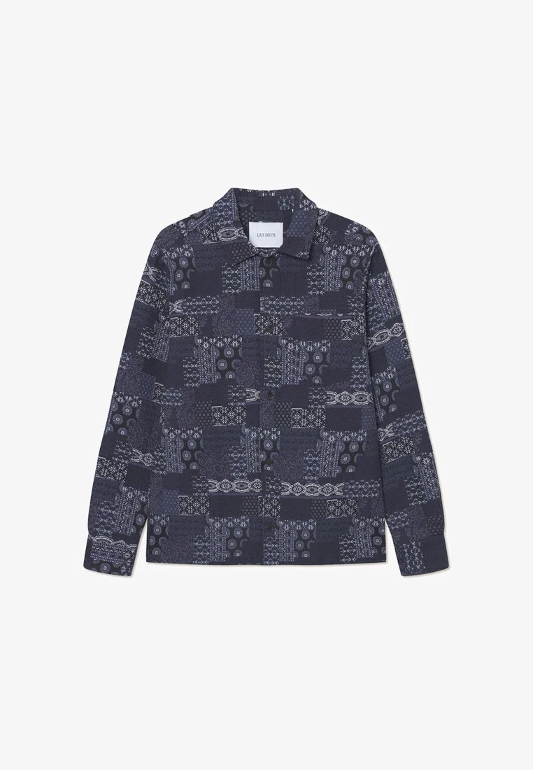 Les Deux Layton Cntrst Jcqrd Overshirt D Blue – Image 2