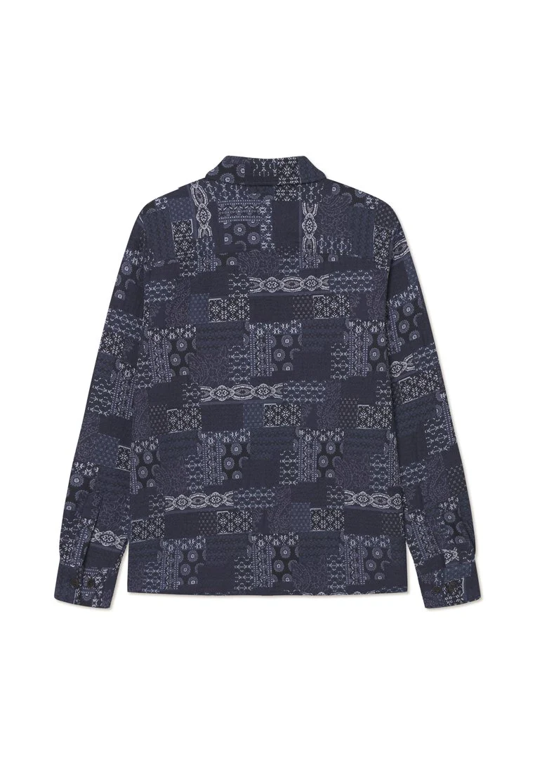 Les Deux Layton Cntrst Jcqrd Overshirt D Blue – Image 3