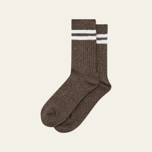 Les Deux Striped Melange Socks Slate Brown