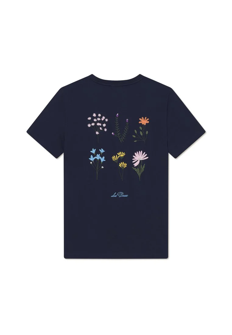 Les Deux Wild Flower T-Shirt Dark Navy – Image 3