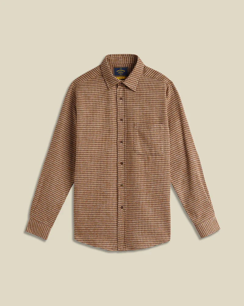 Portuguese Flannel ABSTRACT PIED POULE FLANNEL SHIRT Brown