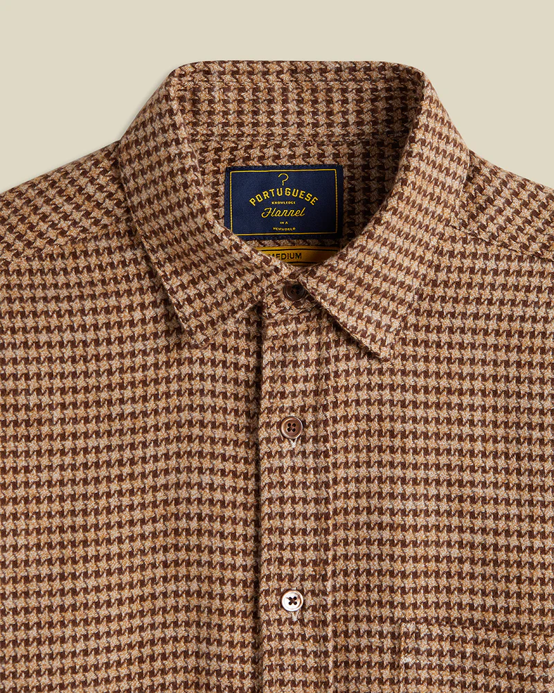 Portuguese Flannel ABSTRACT PIED POULE FLANNEL SHIRT Brown – Image 3