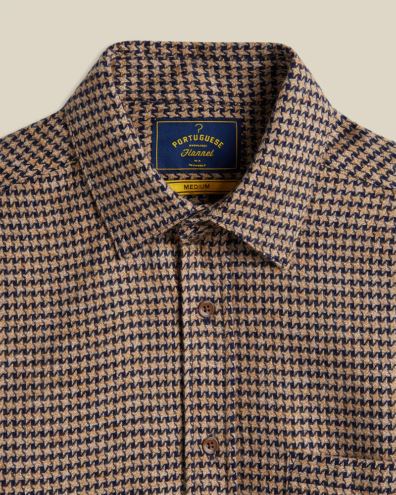 Portuguese Flannel ABSTRACT PIED POULE FLANNEL SHIRT Navy – Image 3