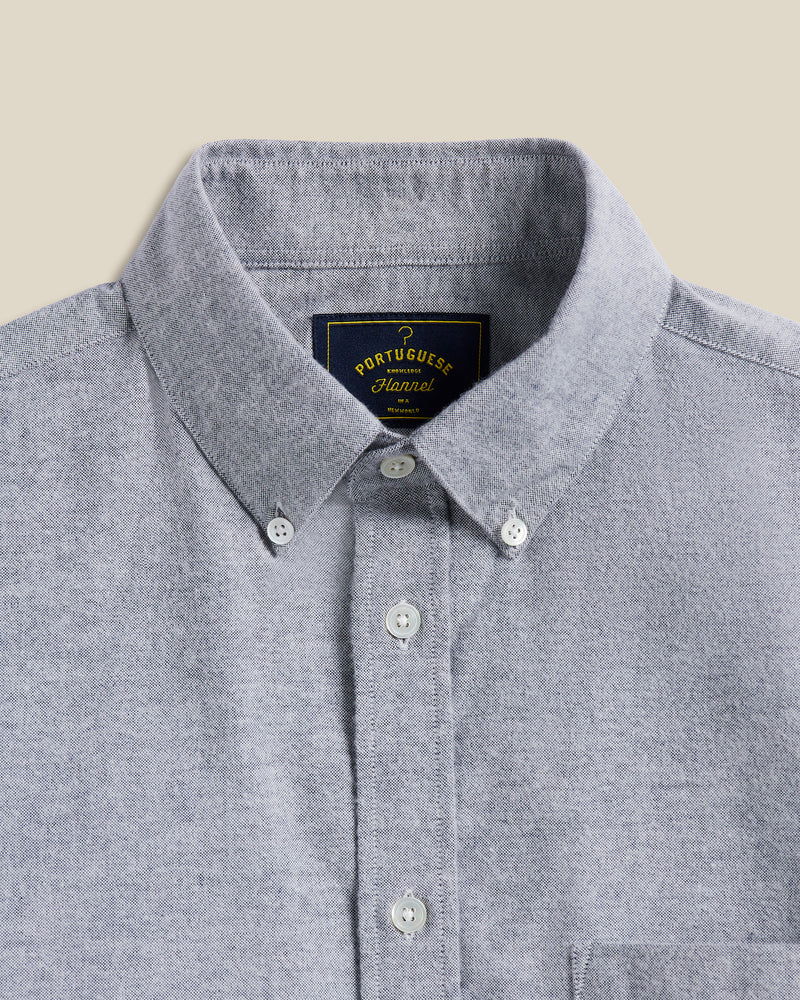 Portuguese Flannel BRUSHED OXFORD L/S SHIRT Blue – Image 3