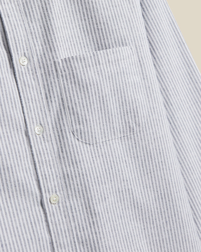 Portuguese Flannel BRUSHED OXFORD STRIPE L/S SHIIRT Blue – Image 4