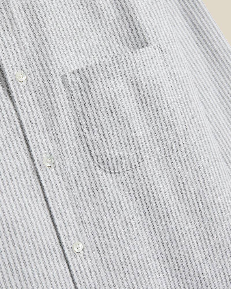 Portuguese Flannel BRUSHED OXFORD STRIPE L/S SHIIRT Moss Green – Image 4