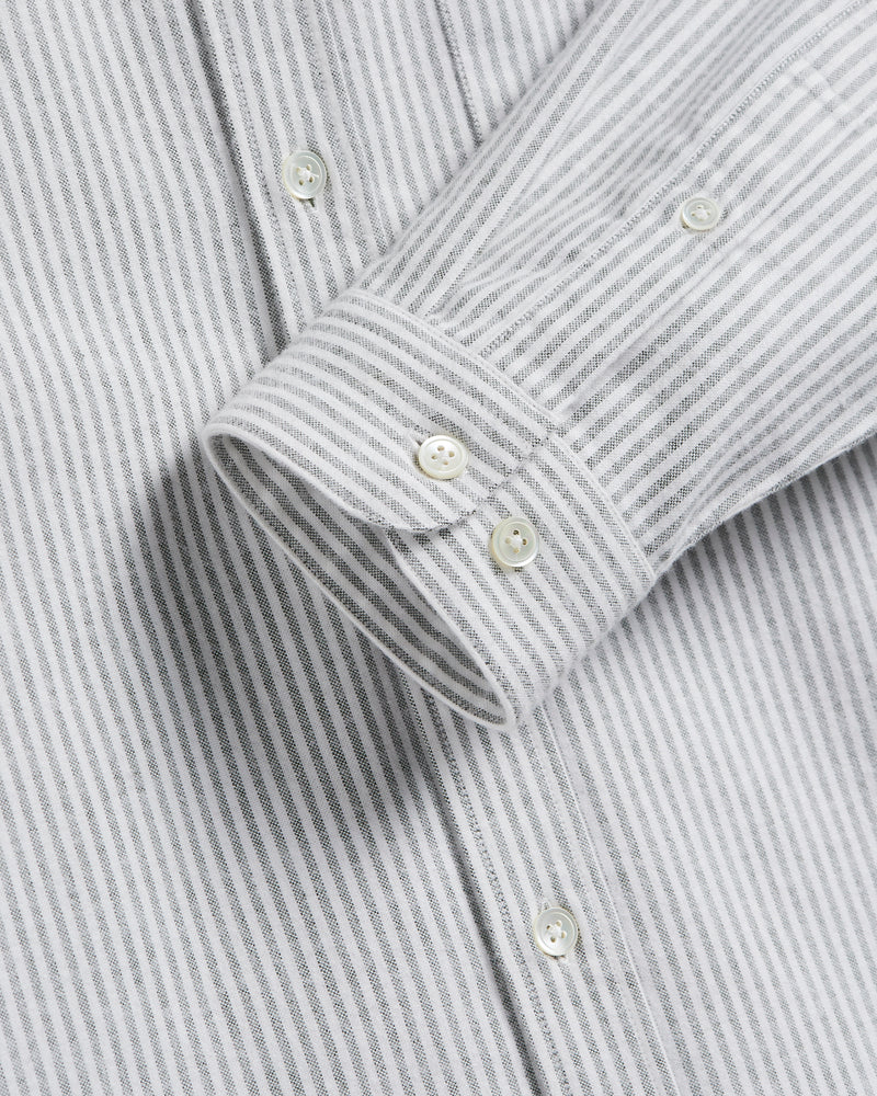 Portuguese Flannel BRUSHED OXFORD STRIPE L/S SHIIRT Moss Green – Image 5