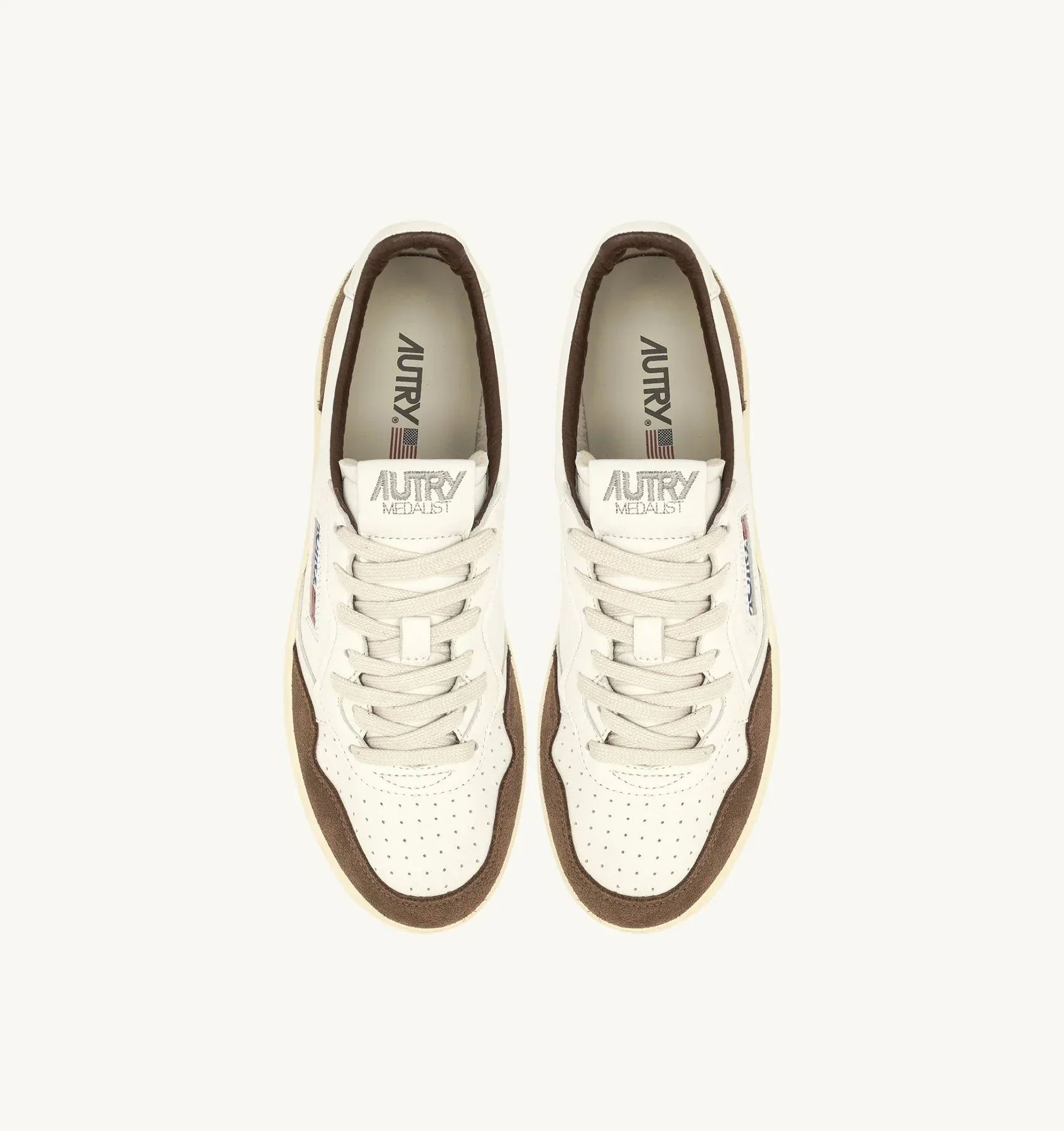 Autry MEDALIST LOW Cuir Blanc et Daim Cigar – Image 3