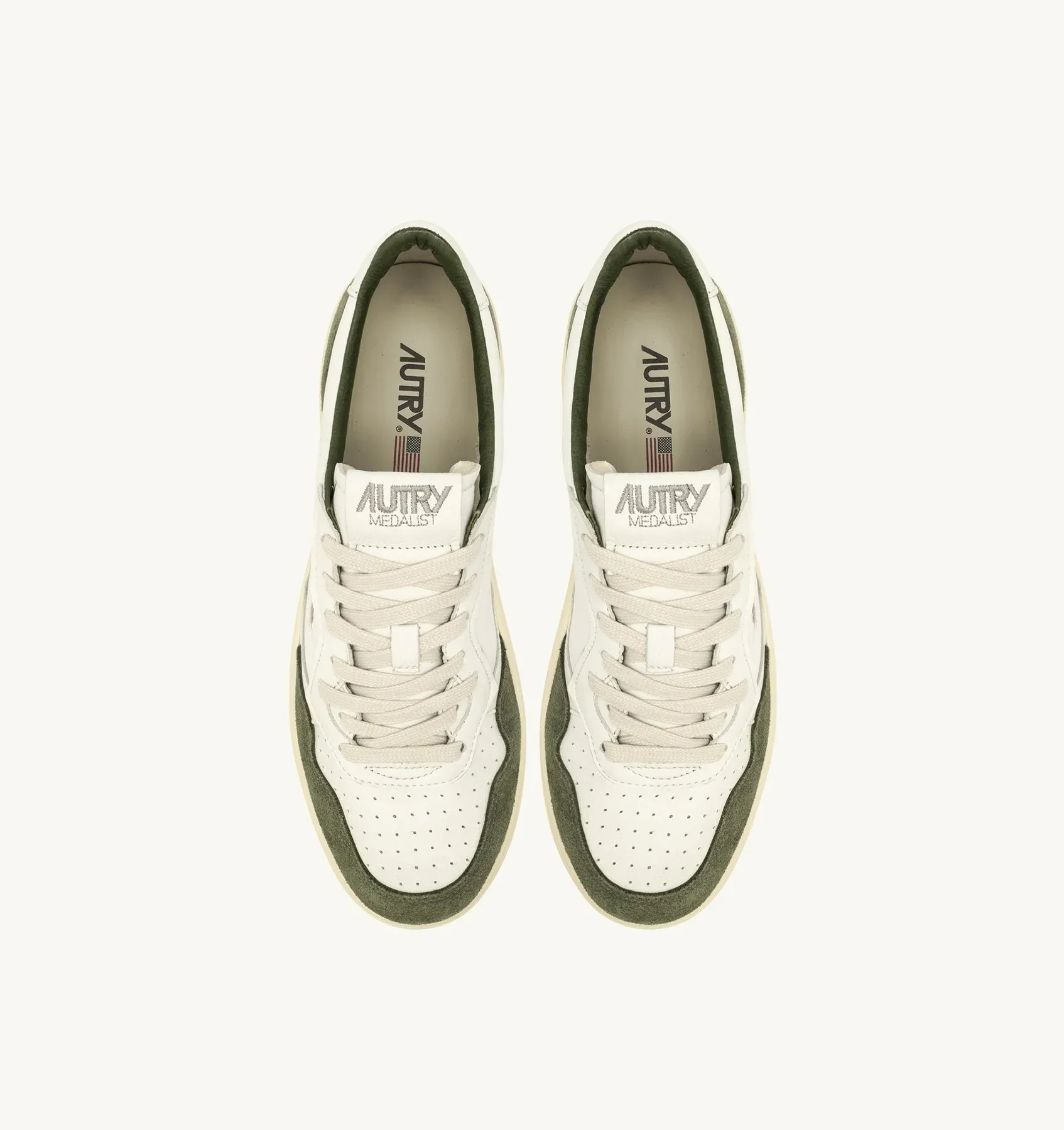 Autry MEDALIST LOW Cuir Blanc et Daim Military – Image 3