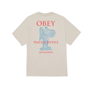 T SHIRT OBEY PEACE & JUSTICE STATUE Silver Grey