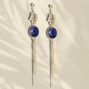 Boucles d'oreilles Ilana bleu saphir