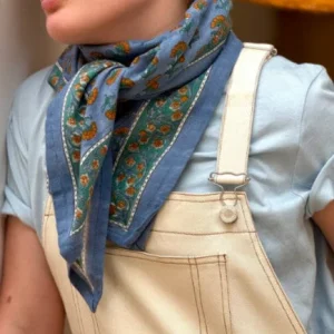 Grand foulard Séléné bleu horizon