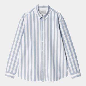 Chemise Carhartt Wip DILLION L/S SHIRT Bleached White